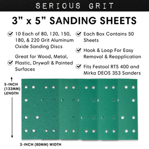 3" x 5" 14-Hole Sanding Sheets for Festool / Mirka