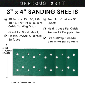 3" x 4" 6-Hole Sanding Sheets for SurfPrep / Uneeda / Mirka