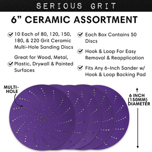 6" Ceramic Multi-Hole Hook & Loop Discs