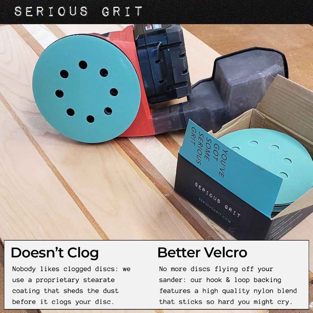 Serious Grit 5 Inch 8 Hole Hook Loop Sanding Discs SERIOUS GRIT
